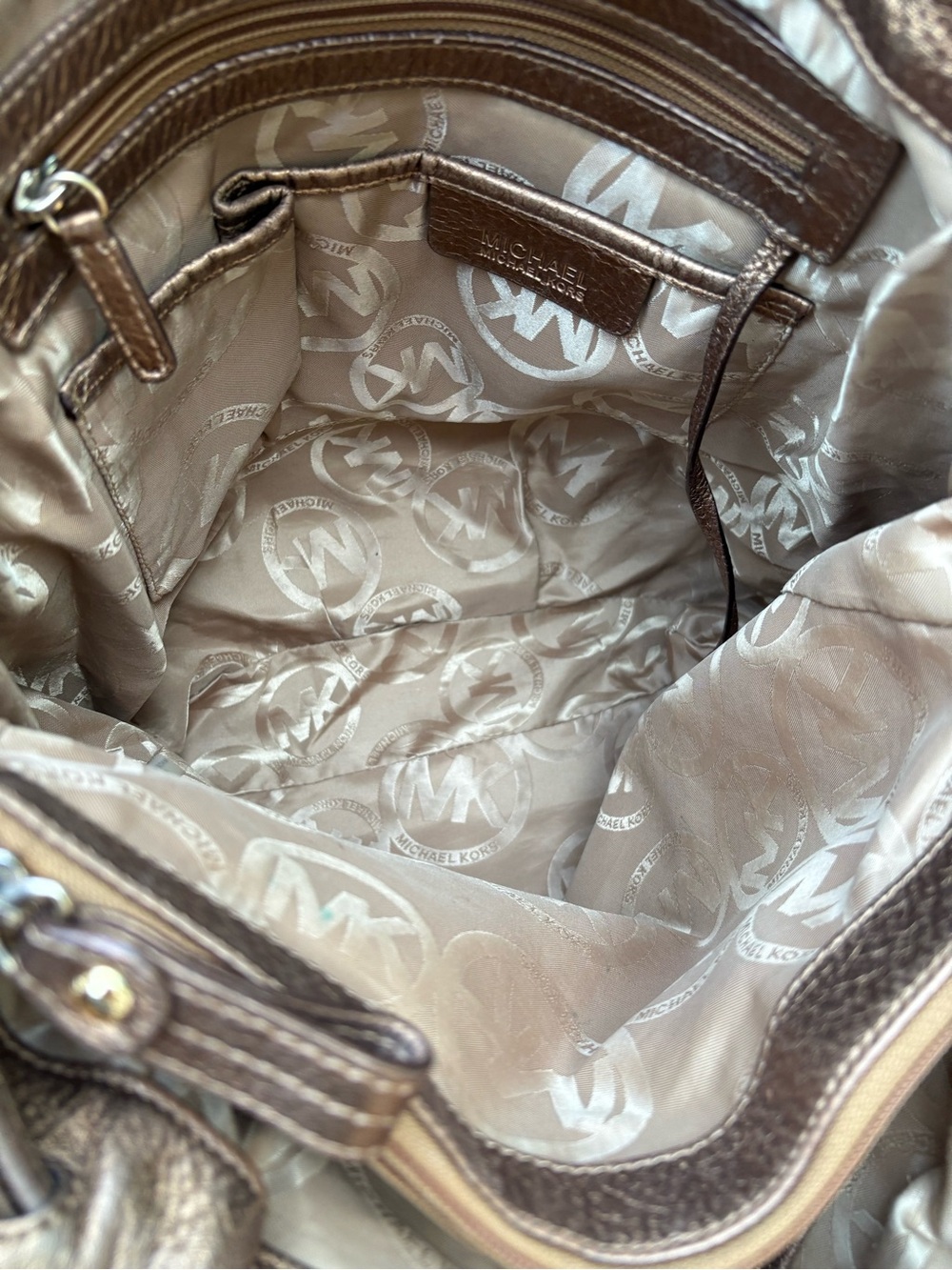 Michael Kors Metallic Brown Leather Satchel - Picture 12 of 16
